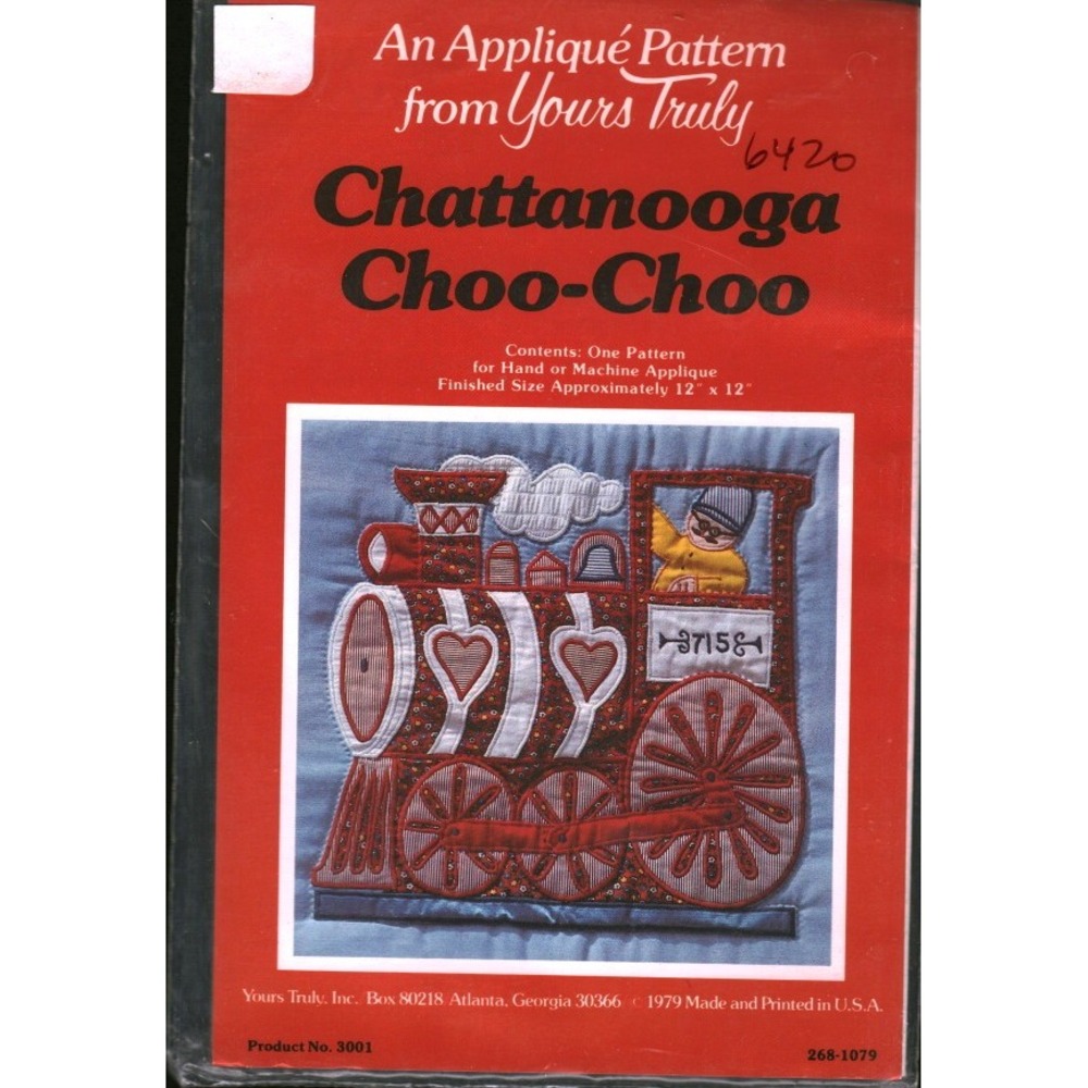 Vintage 1979 Yours Truly Chattanooga Choo-Choo Applique Sewing Pattern Train‎